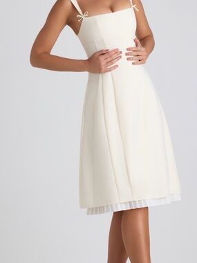 summer midi dress cotton Farlow White Cotton-Blend Summer Formal Midi Dress